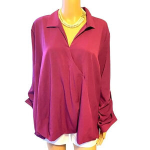 Jessica Simpson Purple Wrap Front Long Sleeve Summer Top Blouse Women Plus 1X